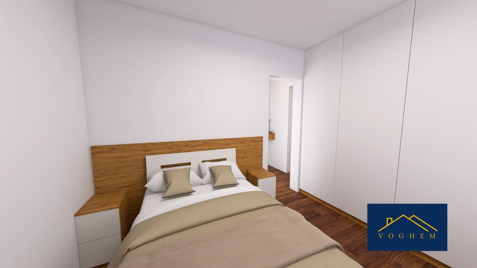 Dormitório principal do projeto 3D do apartamento